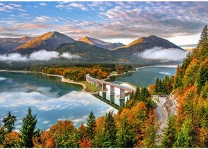 Sunrise over Sylvenstein Lake, Germany