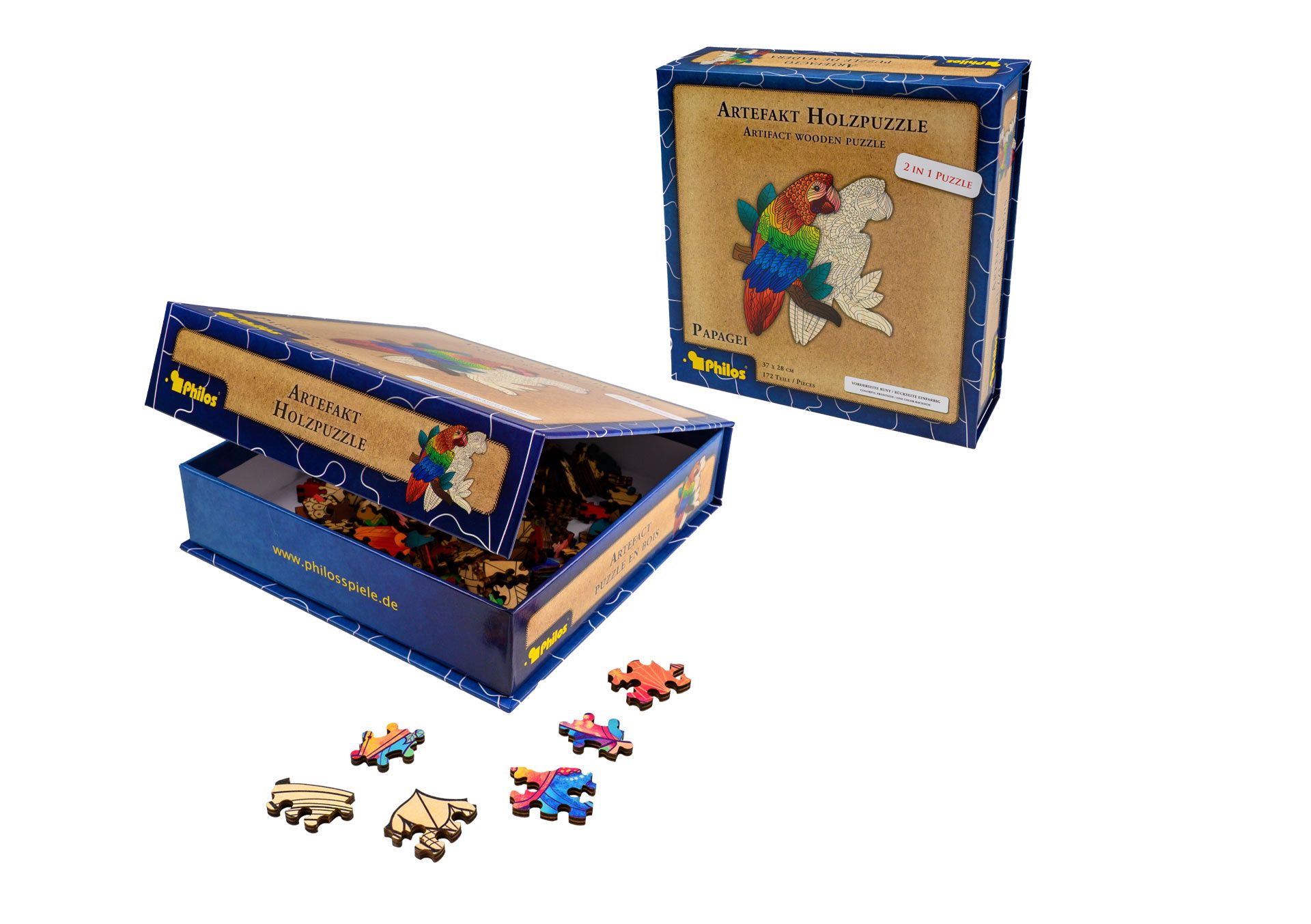 Artefakt Holzpuzzle 2 in 1 Papagei, 172