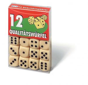 12 Qualitätswürfel in Klarsichtbox