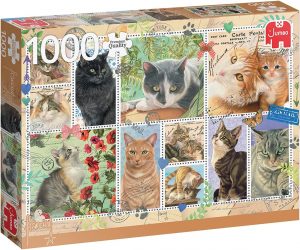 Briefmarken mit Katzen, Puzzle 1000 Teile