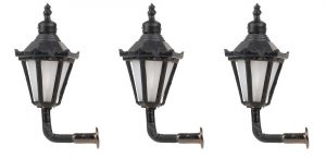 LED-Wandleuchte, Sechskantlaterne mit Krone, warmweiß, 3 Stück