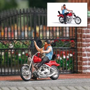 US Motorrad mit Biker H0