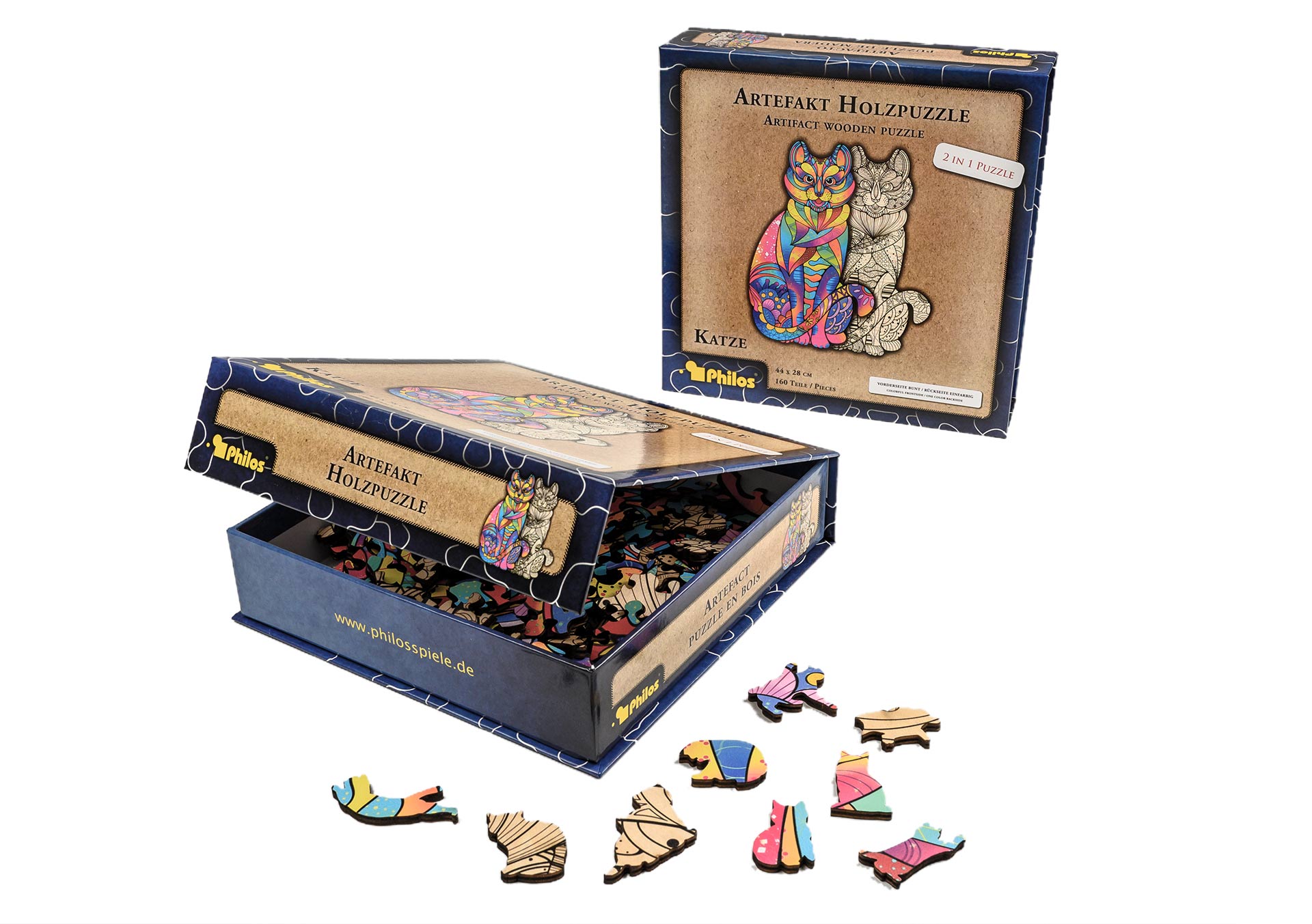 Artefakt Holzpuzzle 2 in 1 Katze, 160 Te