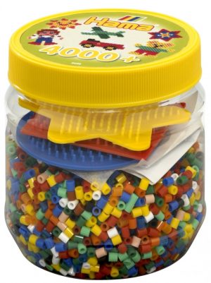 HAMA Dose gelb und farbige Platte