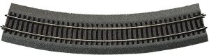 Gebogenes Gleis R5 mit Bettung.  Radius 542,8 mm, Bogenwinkel 30°.