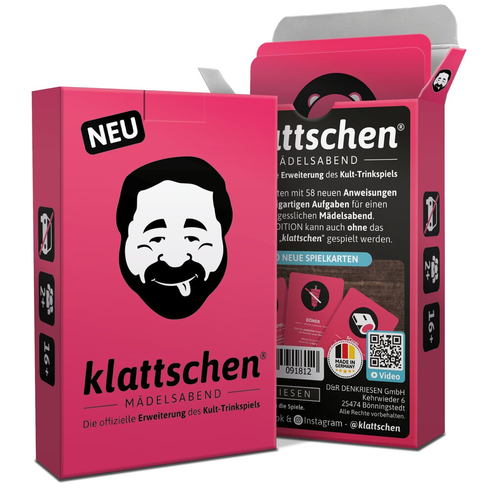 DENKRIESEN - klattschen® - Mädelsabend - SPIELKARTENKARTON Das wahrscheinlich beste Trinkspiel aller Zeiten