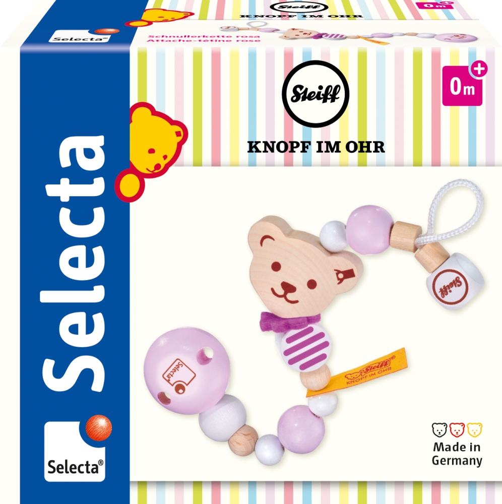 Schnullerkette rosa, 21 cm