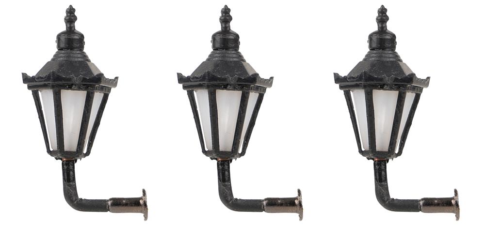LED-Wandleuchte, Sechskantlaterne mit Krone, warmweiß, 3 Stück